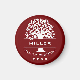Red Silhouette Tree Family Reunion Souvenir Gift Magneet