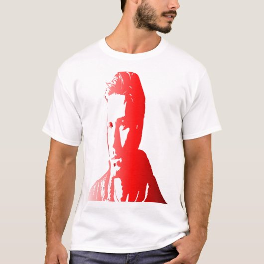 Red Silhuette Een man met kort, gestructureerd haa T-shirt (Voorkant)