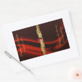 Red Silk Gold Scroll Bruiloft Wijn Sticker (Envelop)