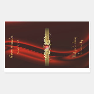 Red Silk Gold Scroll Bruiloft Wijn Sticker