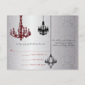 Red Silver Black Chandelier RSVP Briefkaart (Achterkant)