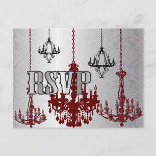 Red Silver Black Chandelier RSVP Briefkaart