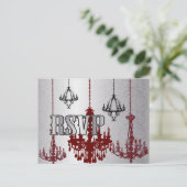 Red Silver Black Chandelier RSVP Briefkaart (Staand voorkant)