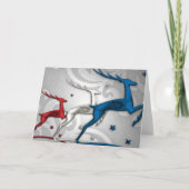 Red Silver Blue Reindeer Kaart (Voorkant)