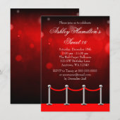 Red Silver Carpet Hollywood Sweet 16 Birthday Kaart (Voorkant / Achterkant)