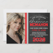 Red & Silver Chalkboard Afstuderen Aankondiging (Voorkant)