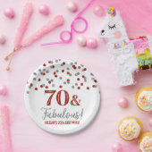 Red Silver Confetti 70 en Fabulous Birthday Papieren Bordje (Feest)