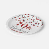 Red Silver Confetti 70 en Fabulous Birthday Papieren Bordje (Gekanteld)