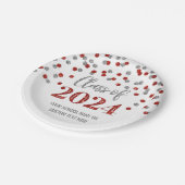 Red Silver Confetti Afstuderen 2024 Papieren Bordje (Gekanteld)