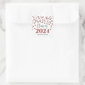 Red Silver Confetti Afstuderen 2024 Vierkante Sticker (Tas)