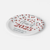 Red Silver Confetti Afstuderen 2025 Papieren Bordje (Gekanteld)
