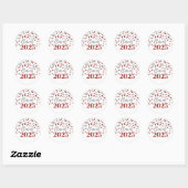 Red Silver Confetti Afstuderen 2025 Ronde Sticker (Vel)