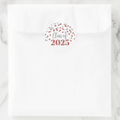 Red Silver Confetti Afstuderen 2025 Ronde Sticker (Tas)