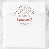 Red Silver Confetti Happy Retirement Ronde Sticker (Tas)