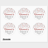 Red Silver Confetti pensioen is zoet Ronde Sticker (Vel)