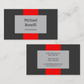 Red Silver Dark Grey Stripes Pattern Visitekaartje (Voorkant / Achterkant)