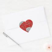 Red Silver Deco 1 hart Sticker (Envelop)