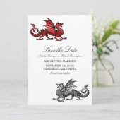 Red Silver Dragon sparen de Datum uitnodigen Kaart (Staand voorkant)