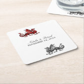 Red Silver Dragon Weddenschap Paper Onderzetters (Schuin)