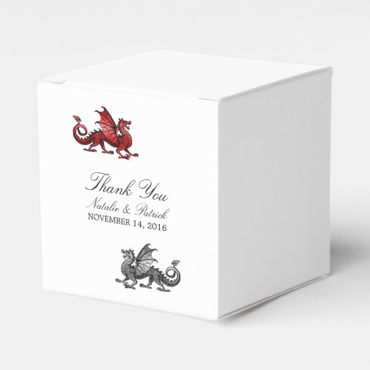 Red Silver Dragon Wedding Favor Boxes Bedankdoosjes (Voorkant Zijde)