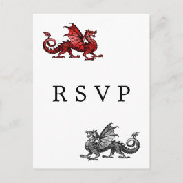 Red Silver Dragon Wedding RSVP Briefkaart