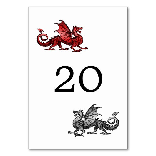 Red Silver Dragon Wedding Table Kaart (Voorkant)