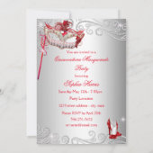 Red Silver Dress masquerade Quinceanera masker Kaart (Achterkant)