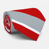 Red Silver en White University Stripe Stropdas (Opgerold)