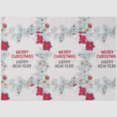 Red & Silver Floral Christmas & New Year Daily Use Tissuepapier (Voorkant)