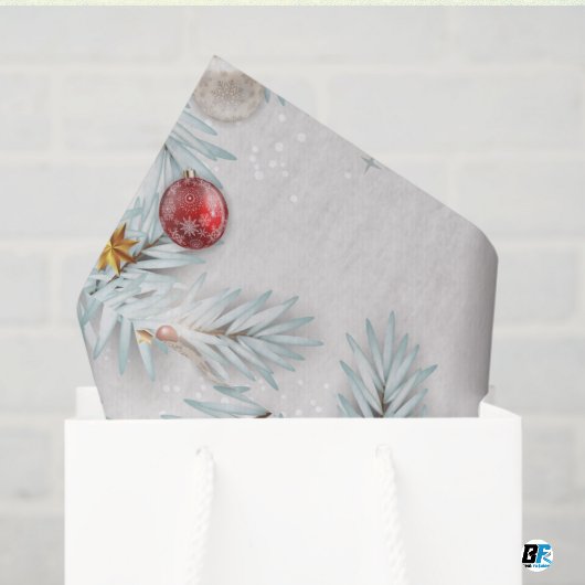 Red & Silver Floral Christmas & New Year Daily Use Tissuepapier