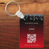 Red Silver Glitter Driving Company QR Code Sleutelhanger (Voorkant)