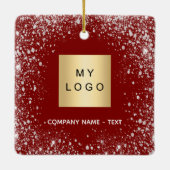 Red Silver Glitter speurt zakenbedrijf logo Keramisch Ornament (Achterkant)