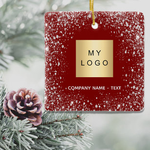 Red Silver Glitter speurt zakenbedrijf logo Keramisch Ornament