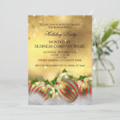 Red Silver Gold Holly Baubles Kaart (Staand voorkant)