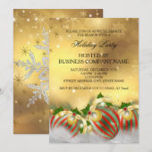 Red Silver Gold Holly Baubles Kaart (Voorkant / Achterkant)