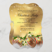 Red Silver Gold Holly Baubles kerst Kaart (Voorkant / Achterkant)