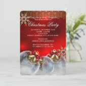 Red Silver Gold Holly Baubles kerst nieuw3 Kaart (Staand voorkant)