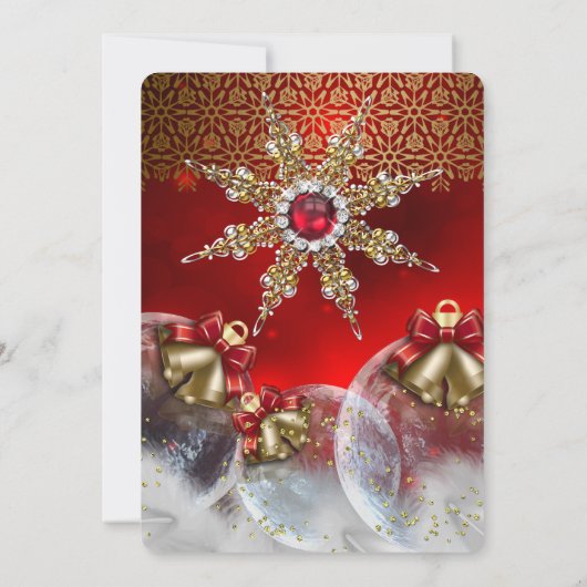 Red Silver Gold Holly Baubles kerst nieuw3 Kaart (Achterkant)