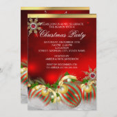 Red Silver Gold Holly Baubles kerst nieuw Kaart (Voorkant / Achterkant)