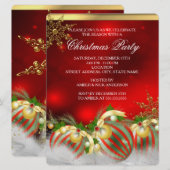 Red Silver Gold Holly Baubles kerstfeest 3 Kaart (Voorkant / Achterkant)