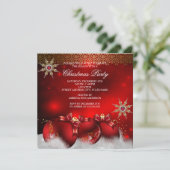 Red Silver Gold Holly Baubles kerstfeest nieuw4 Kaart (Staand voorkant)