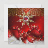 Red Silver Gold Holly Baubles kerstfeest nieuw4 Kaart (Achterkant)