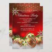 Red Silver Gold Holly Baubles kerstfeest nieuwe2 Kaart (Voorkant / Achterkant)