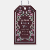 Red Silver Gothic Coffin Roos Wedding Dank u Cadeaulabel (Voorkant)