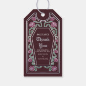 Red Silver Gothic Coffin Roos Wedding Dank u Cadeaulabel (Achterkant)