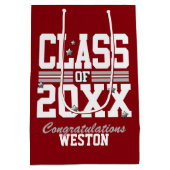 Red|Silver Graduing Class Year Medium Cadeauzakje (Achterkant)