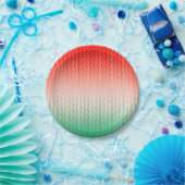 Red Silver Green Wavy Stripes Papieren Bordje (Feest)