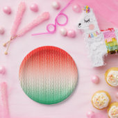 Red Silver Green Wavy Stripes Papieren Bordje (Feest)