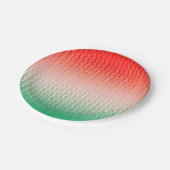 Red Silver Green Wavy Stripes Papieren Bordje (Gekanteld)