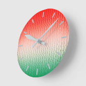 Red Silver Green Wavy Stripes Ronde Klok (Hoek)